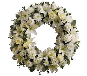 White and Cream Sympathy Wreath